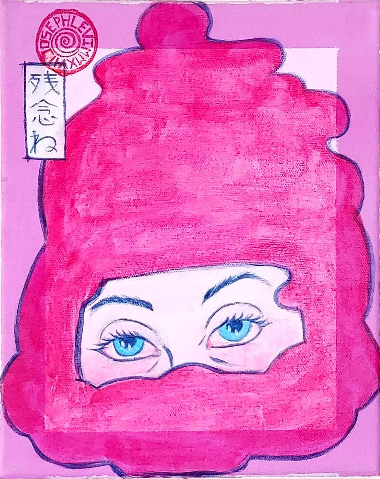 Pop Art Woman 8×10 Original Acrylic Painting Eyes Pink Red Bedroom Wall Art