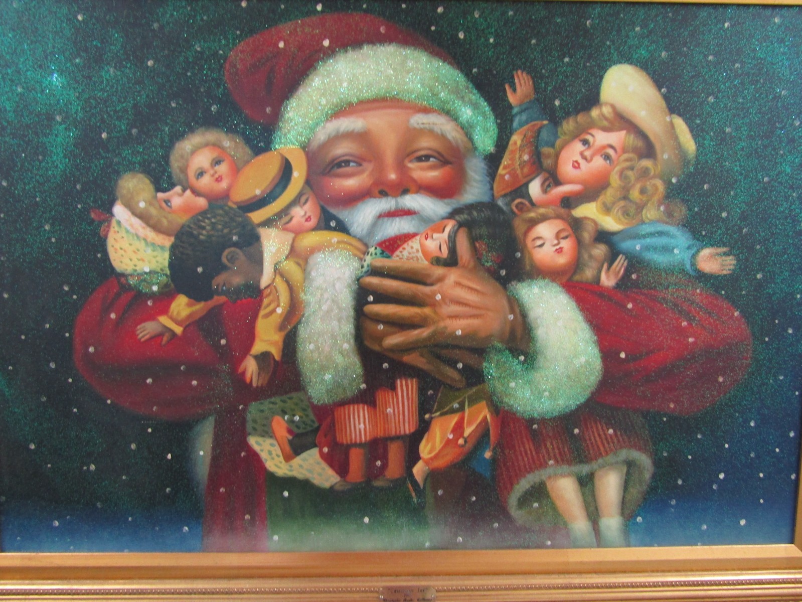 Large Christopher Radko Oil Painting «Christmas Joy» Ltd. Ed. 160/500 Framed COA