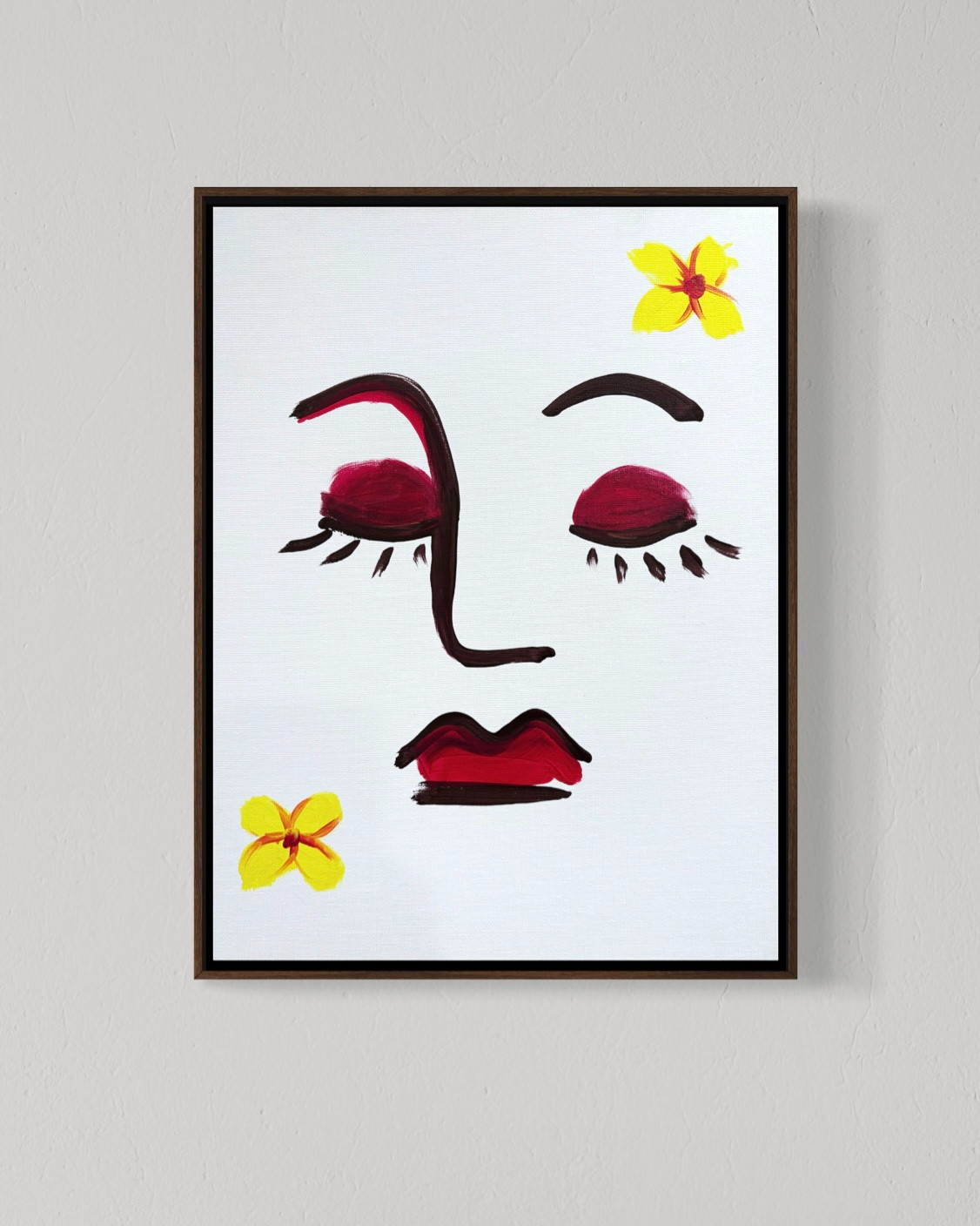 Original Yellow Flower Woman 12×16 Canvas Abstract Nature Portrait Wall Art
