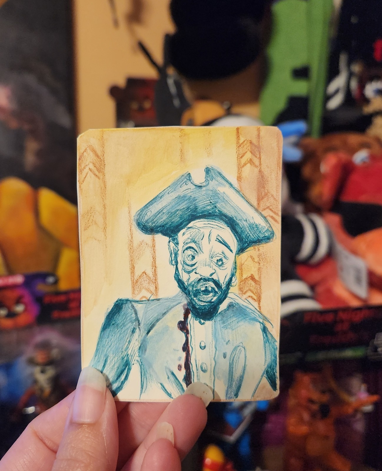 ACEO Original Backrooms Inspired Painting 2.5 x 3.5 In., Watercolor and pen