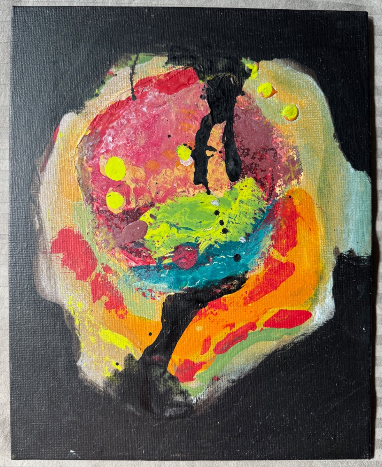 Contemporary Multi-Color Abstract Acrylic Painting Modern Art Wall Hanging – E