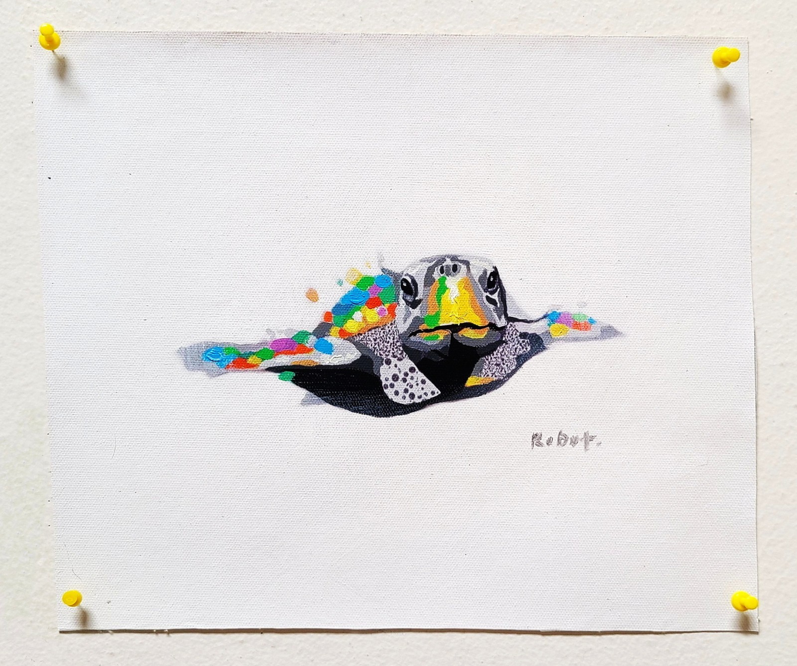 Sea Turtle, 8×10, Hand painted on Giclee Canvas, Canvas-only