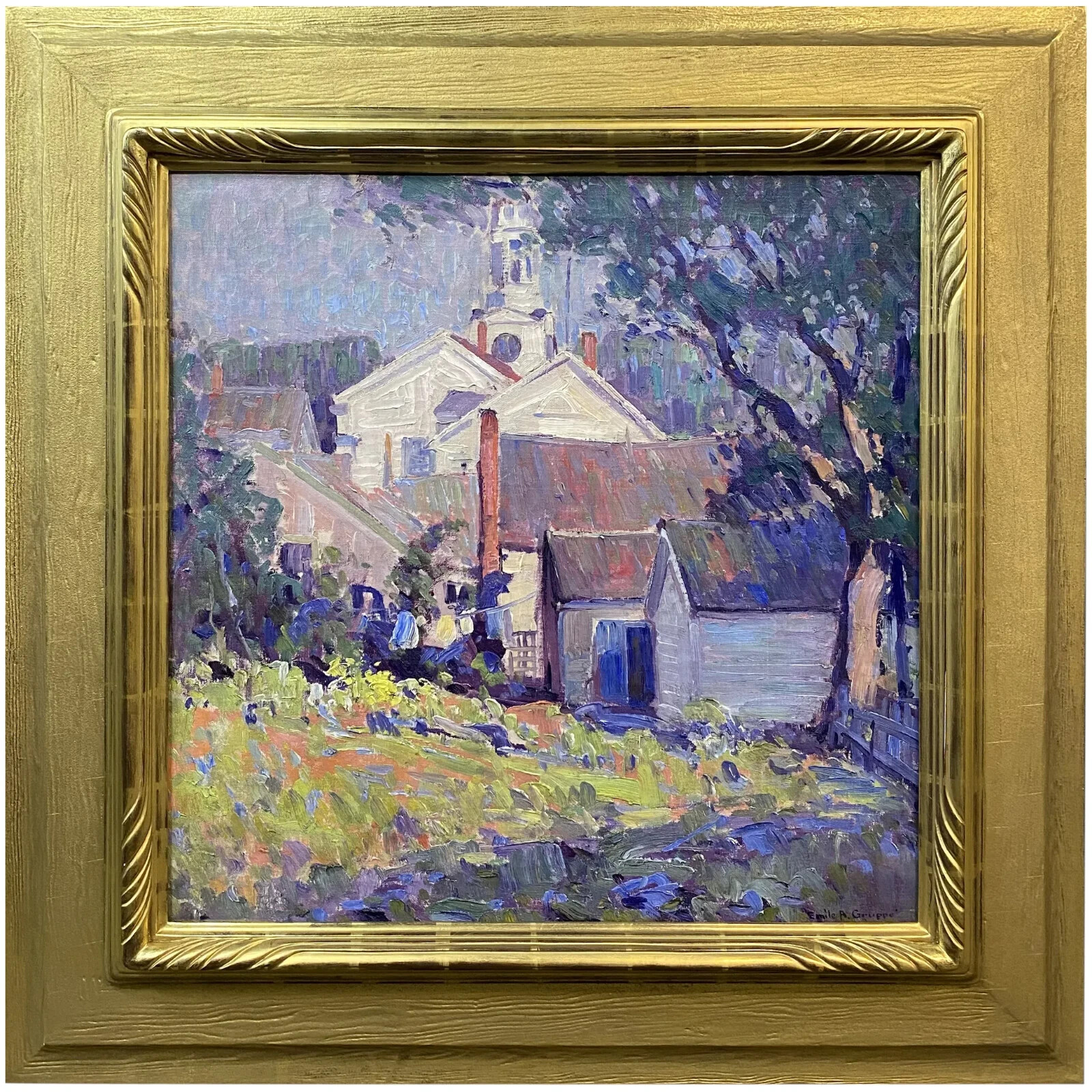Emile Albert Gruppe Colorful Impressionist Oil Painting, Rockport Village