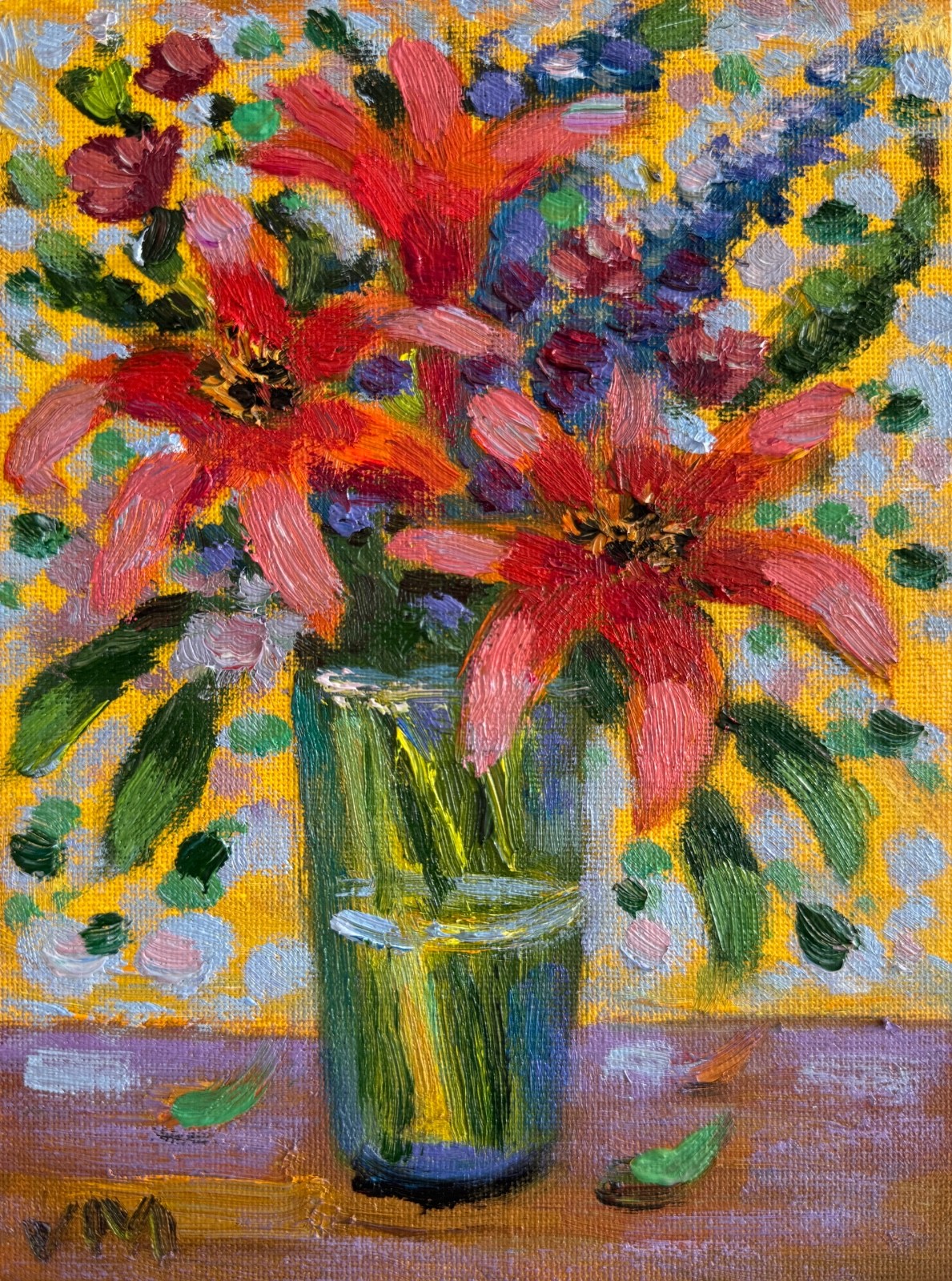 Abstract Flowers Original Oil Painting Floral Impressionist Bouquet Signed Art