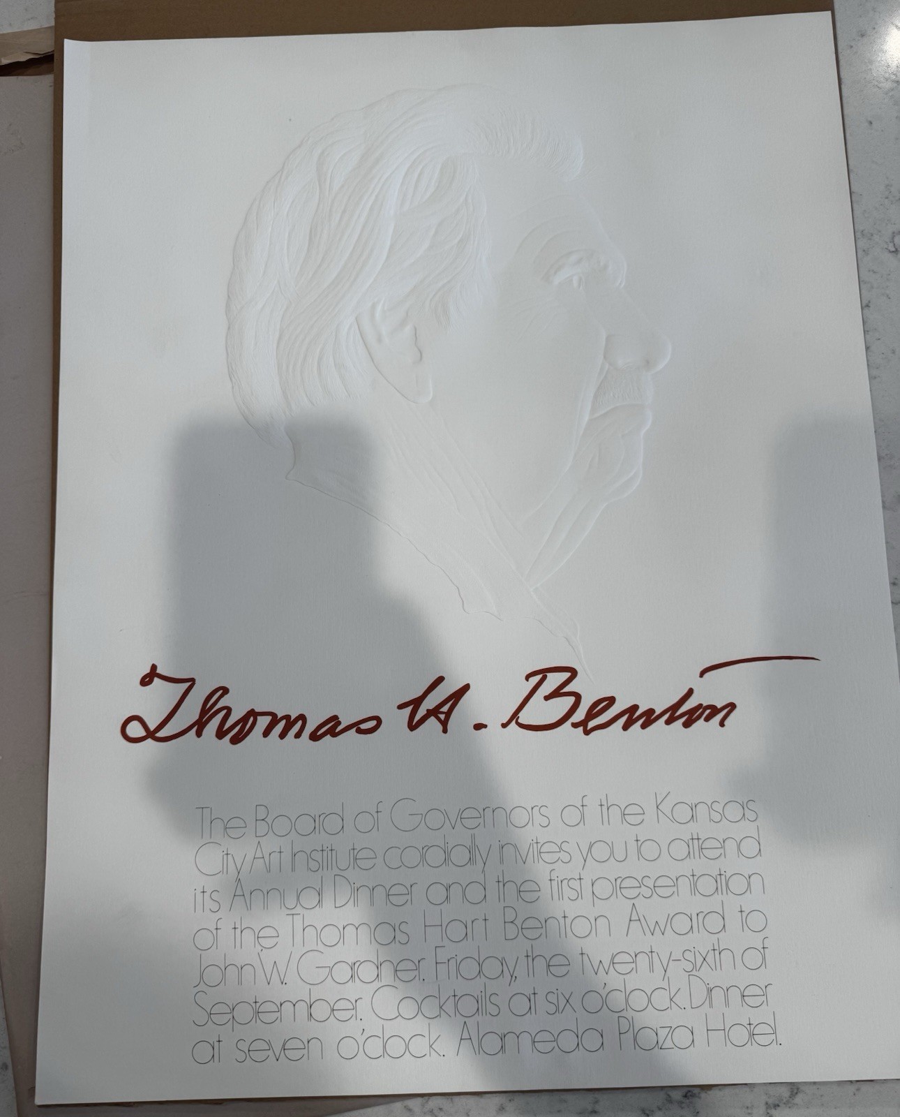 Vtg 86? Kansas City Art Institute Thomas h Benton 1st Annual Award Print Relief