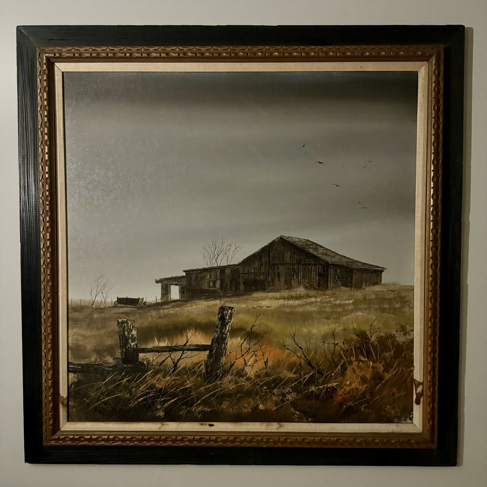 HECTOR SALAS “Untitled» Original Signed Oil Painting – 45x 45 Framed