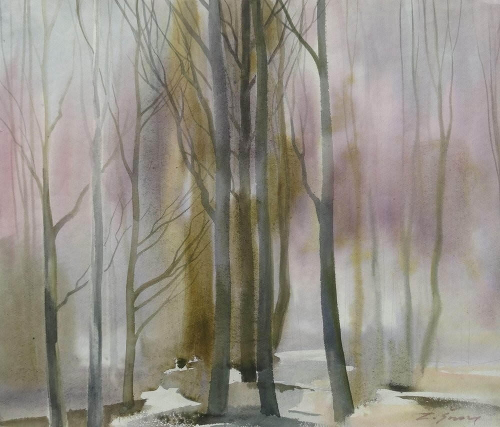 Zigmunds Snore In Early Spring 2000 Watercolor on Paper Painting 59×69 cm