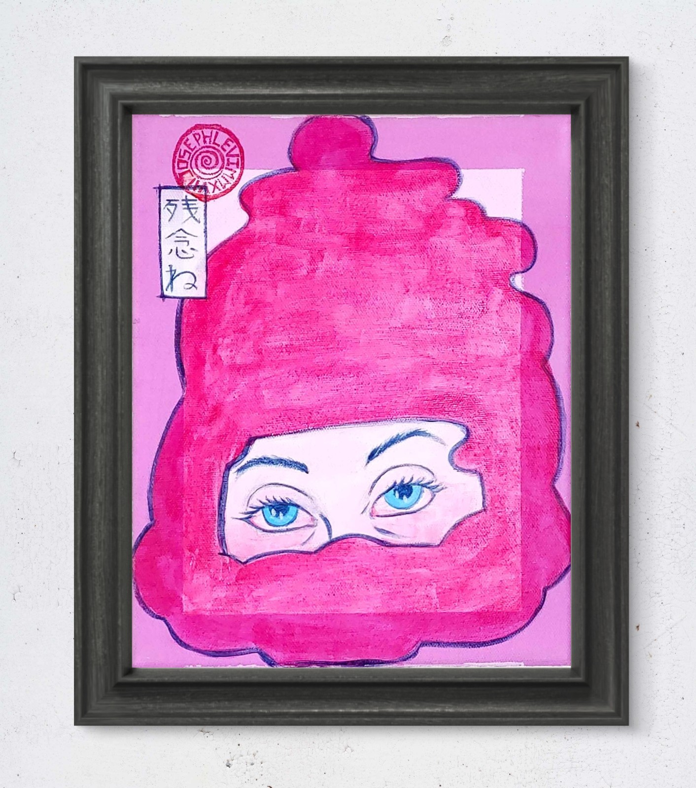 Pop Art Woman 8×10 Original Acrylic Painting Eyes Pink Red Bedroom Wall Art