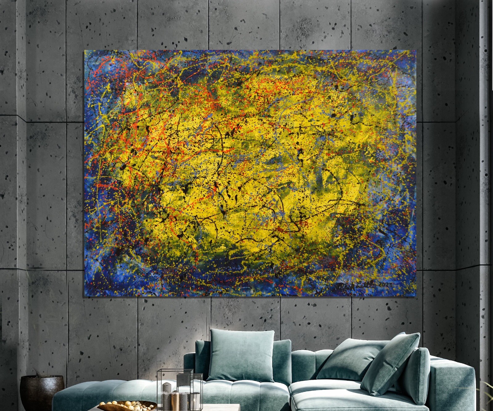 Jackson Pollock style￼ Profession￼al Painting 81” X 62”(6ft 9in)Abstract Modern