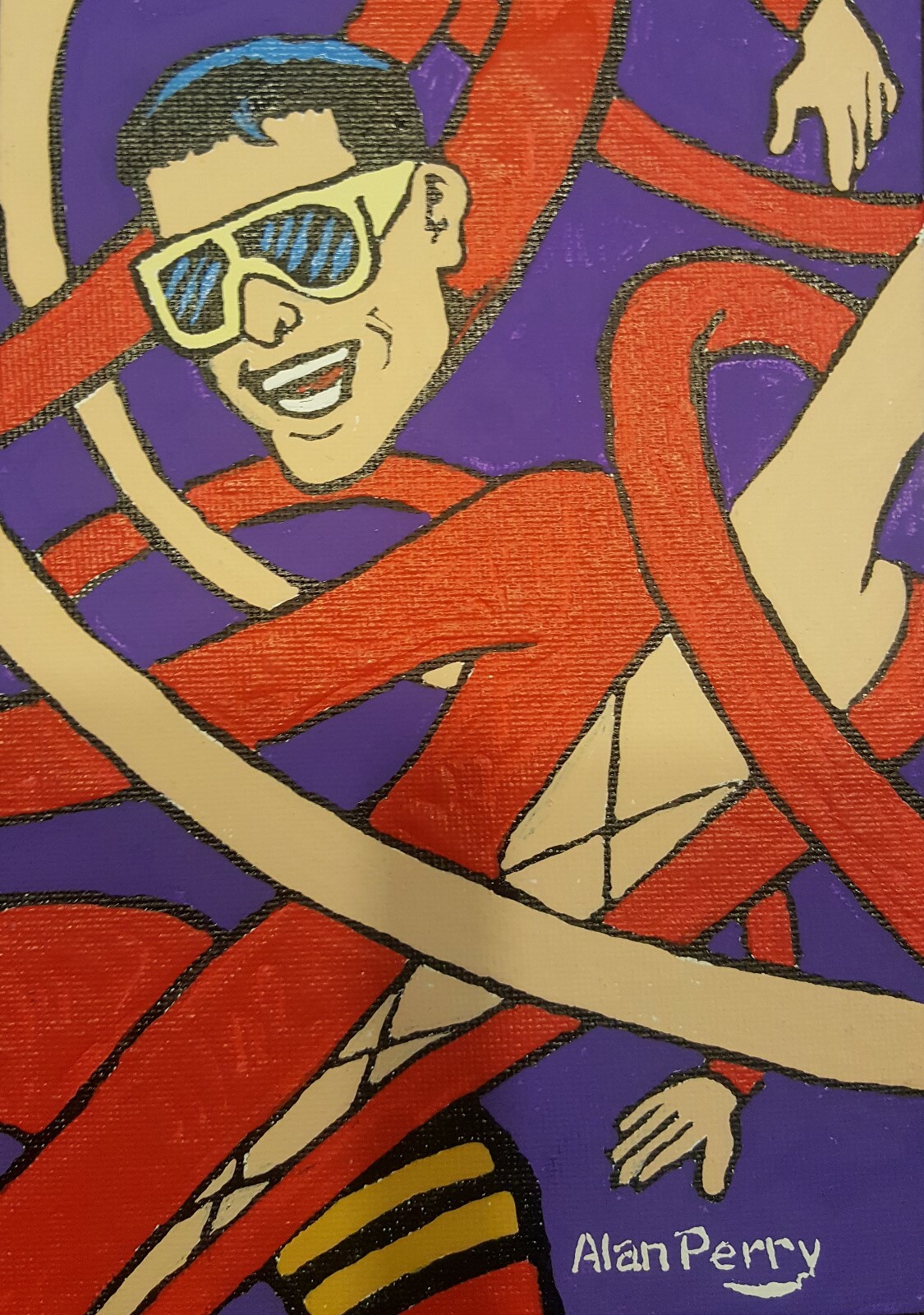 Plastic Man, DC Superhero, Original 5″ x 7″ Acrylic Painting