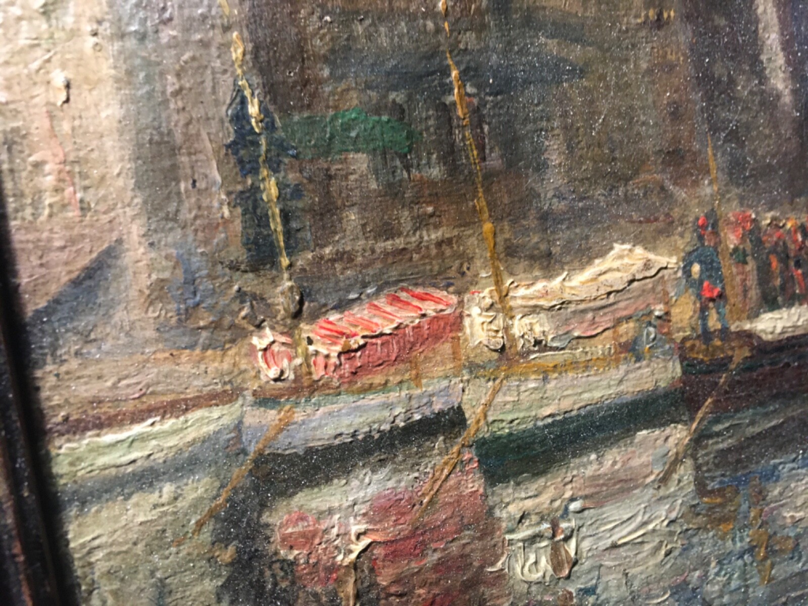Antique Spain Basque seaport scene OIL ON PANEL Garcia Y Menendez signed