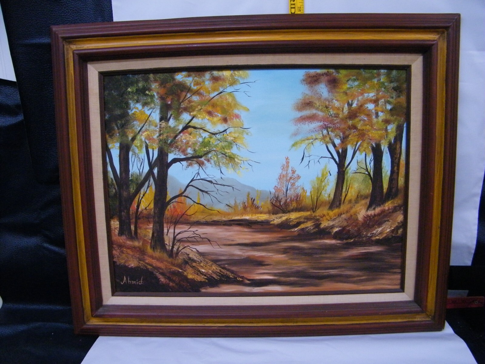Vintage Beautiful Landscape Oil Painting 32″ x 26″ Framed Signed By Ahmid