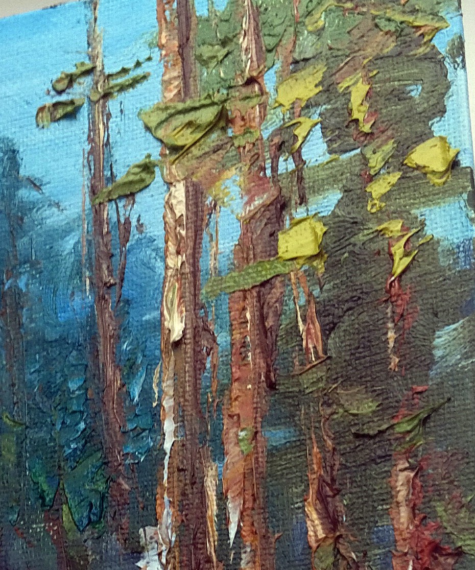 Pine Tree Forest Hidden House 7×9″ Mount Rainier National Park Oil Painting