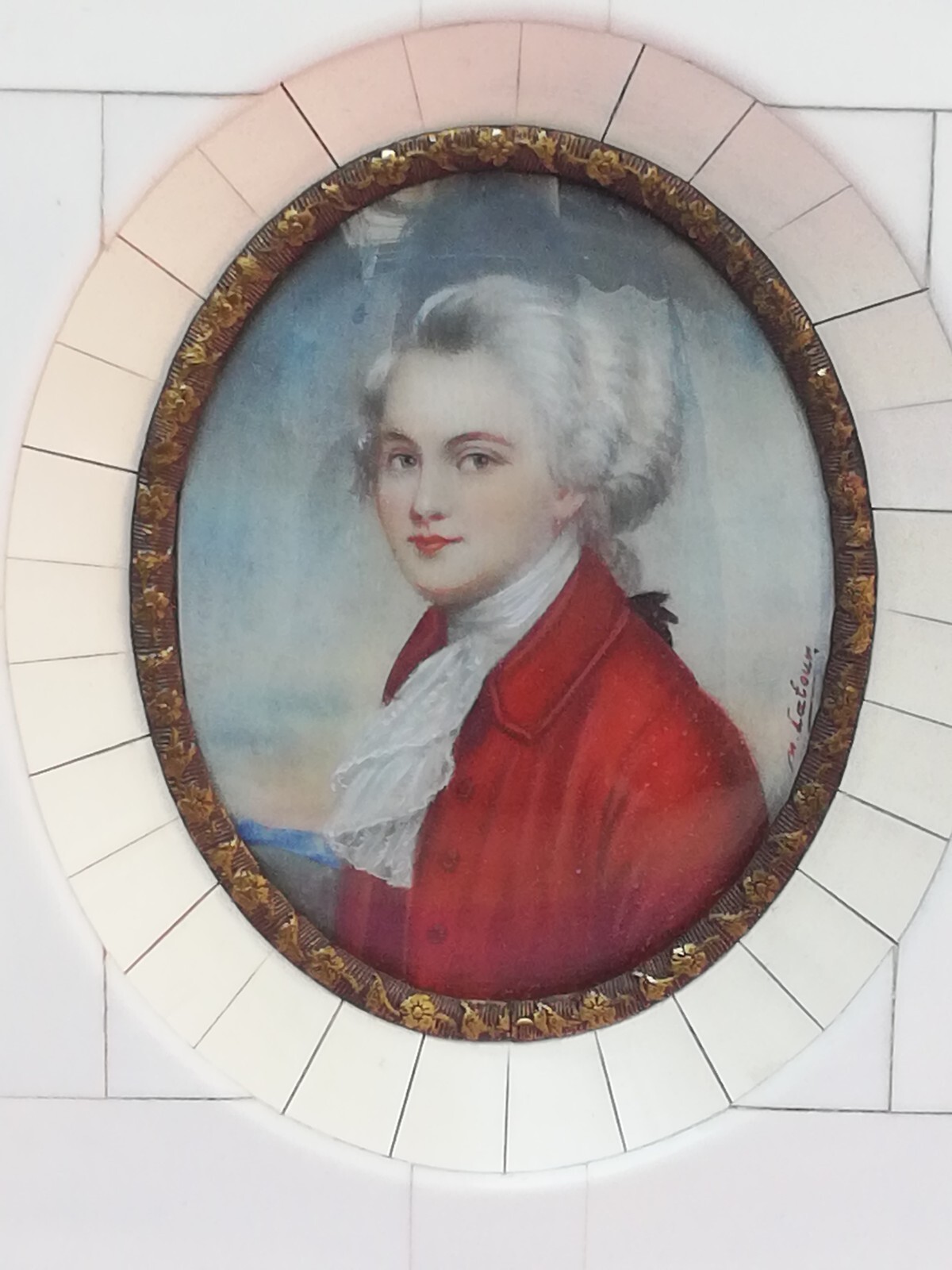 ANTIQUE W. A. MOZART signed LA TOUR Miniature on Noble material I V O R Y