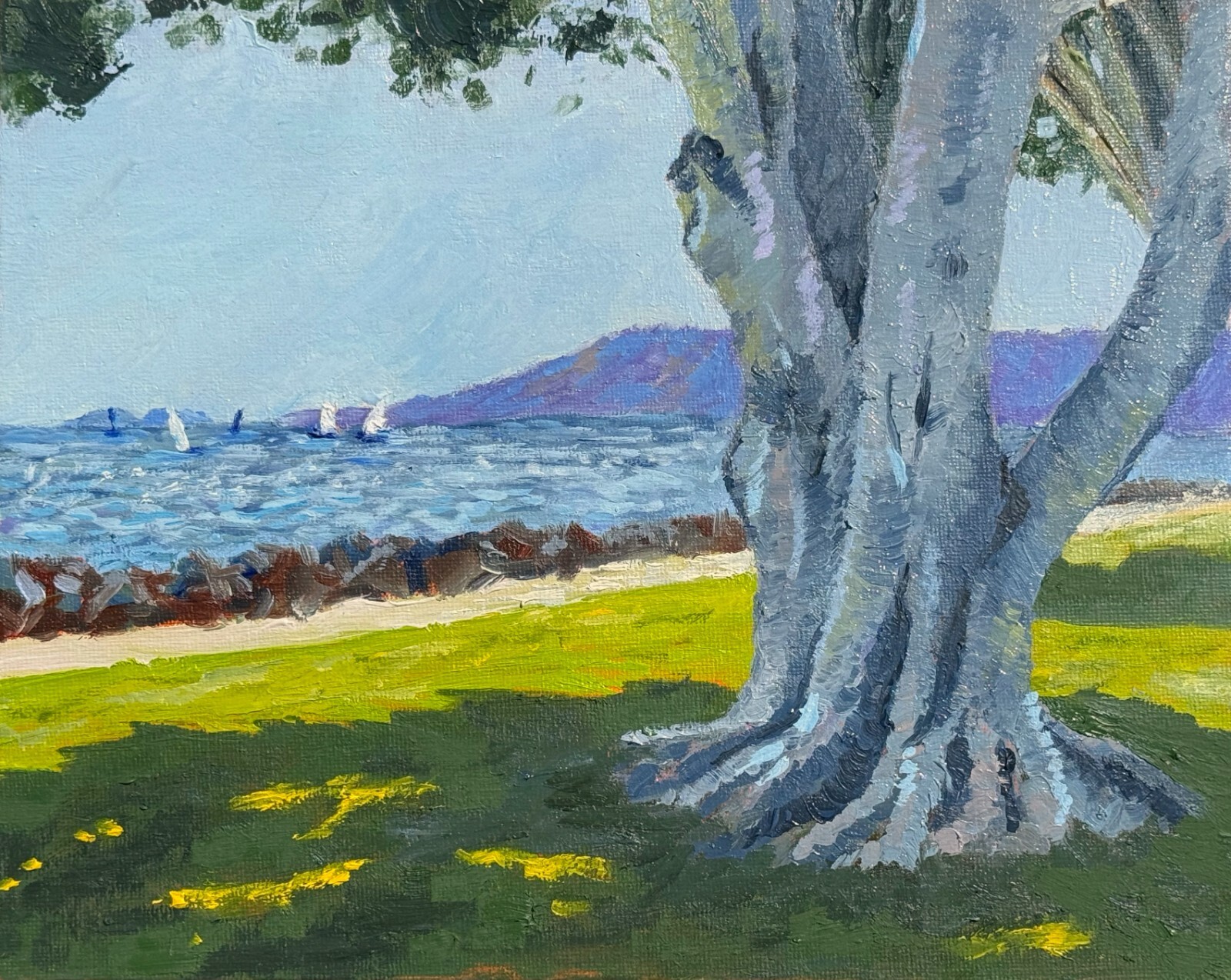 Harbor Serenity. Oil Painting on Canvas. Impressionist Seascape. Original Signed