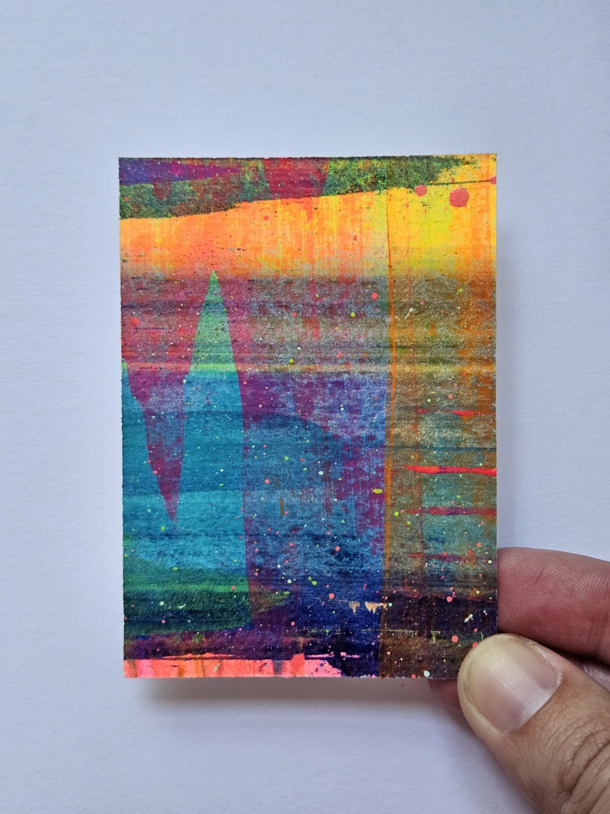 ACEO Quadriptych Original Abstract Scrape Landscape, Jackie T Creates, Series 10