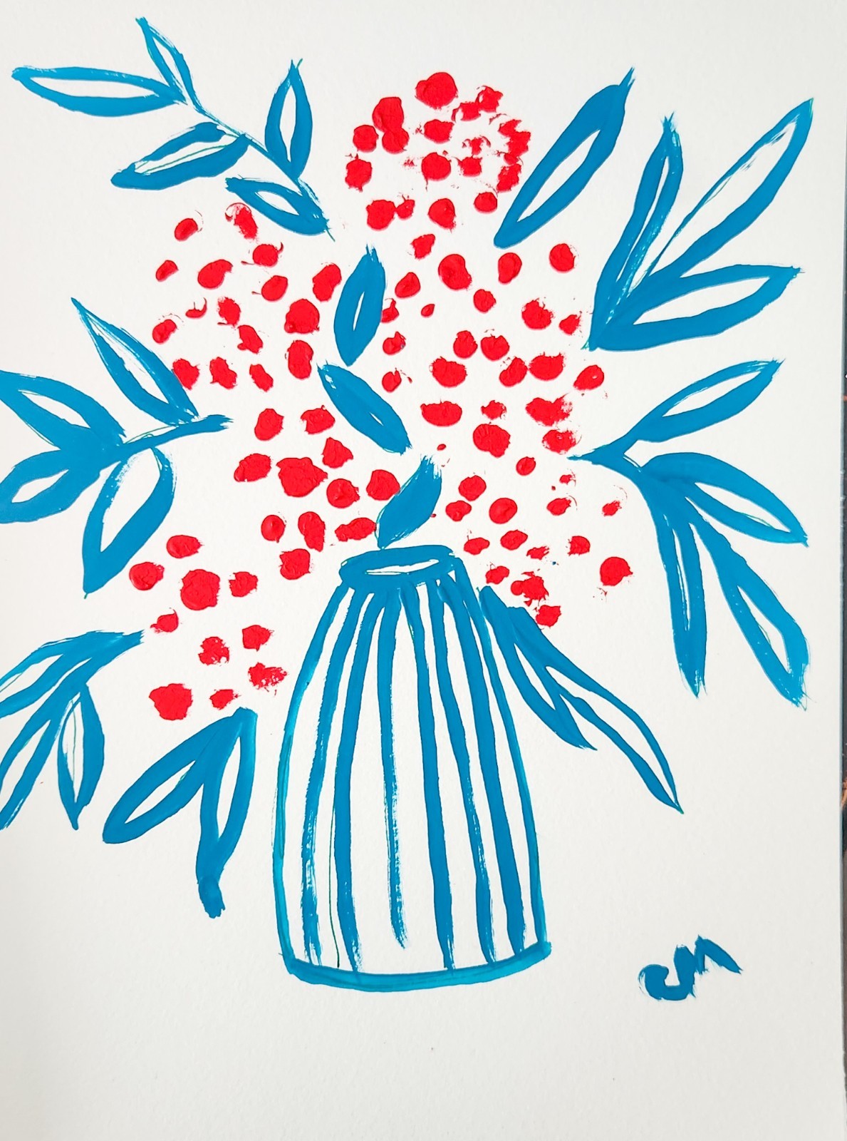 Modern Expressionist Original Abstract Flower Painting 9×12 Minimalist