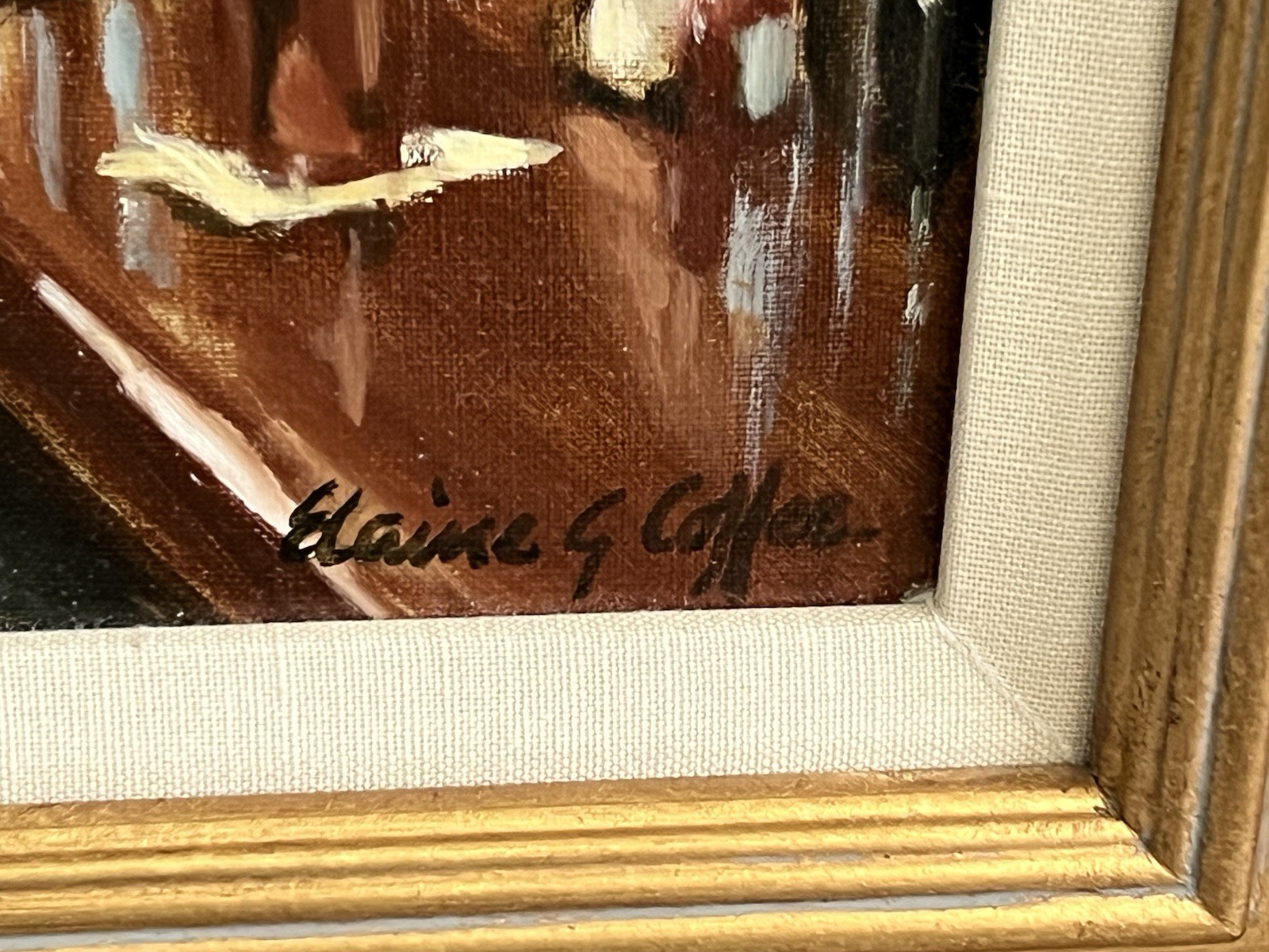 Elaine Coffee Original Painting “After The Beach At Joe’s” -20×17” Framed