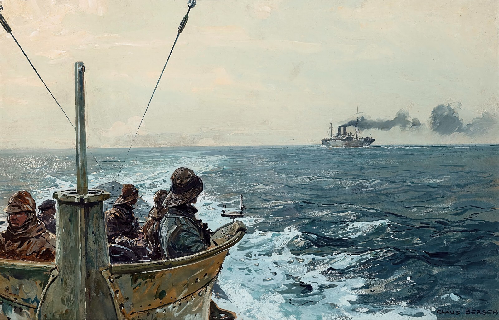 Attack on Jakarta Painting by Claus Bergen Reproduction