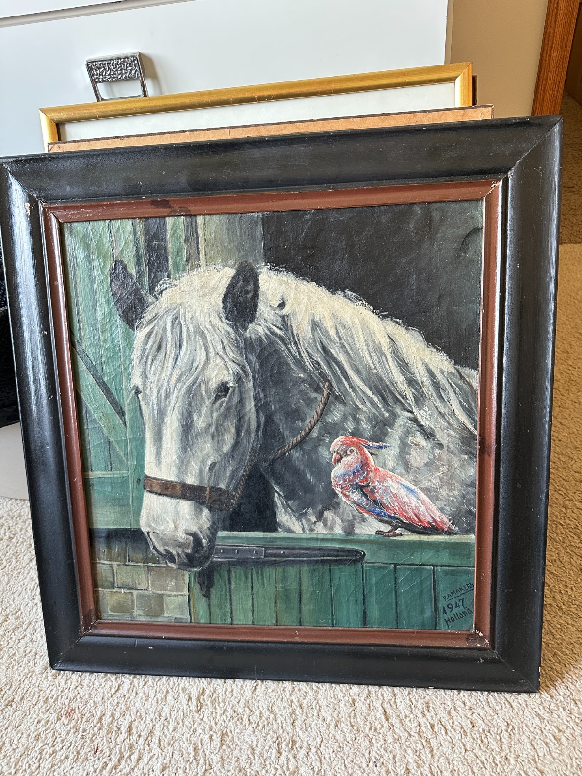 DUTCH OIL PAINTING ON CANVAS SIGNED ON THE LOWER RIGHT RAMAKERS 1947 HOLLAND