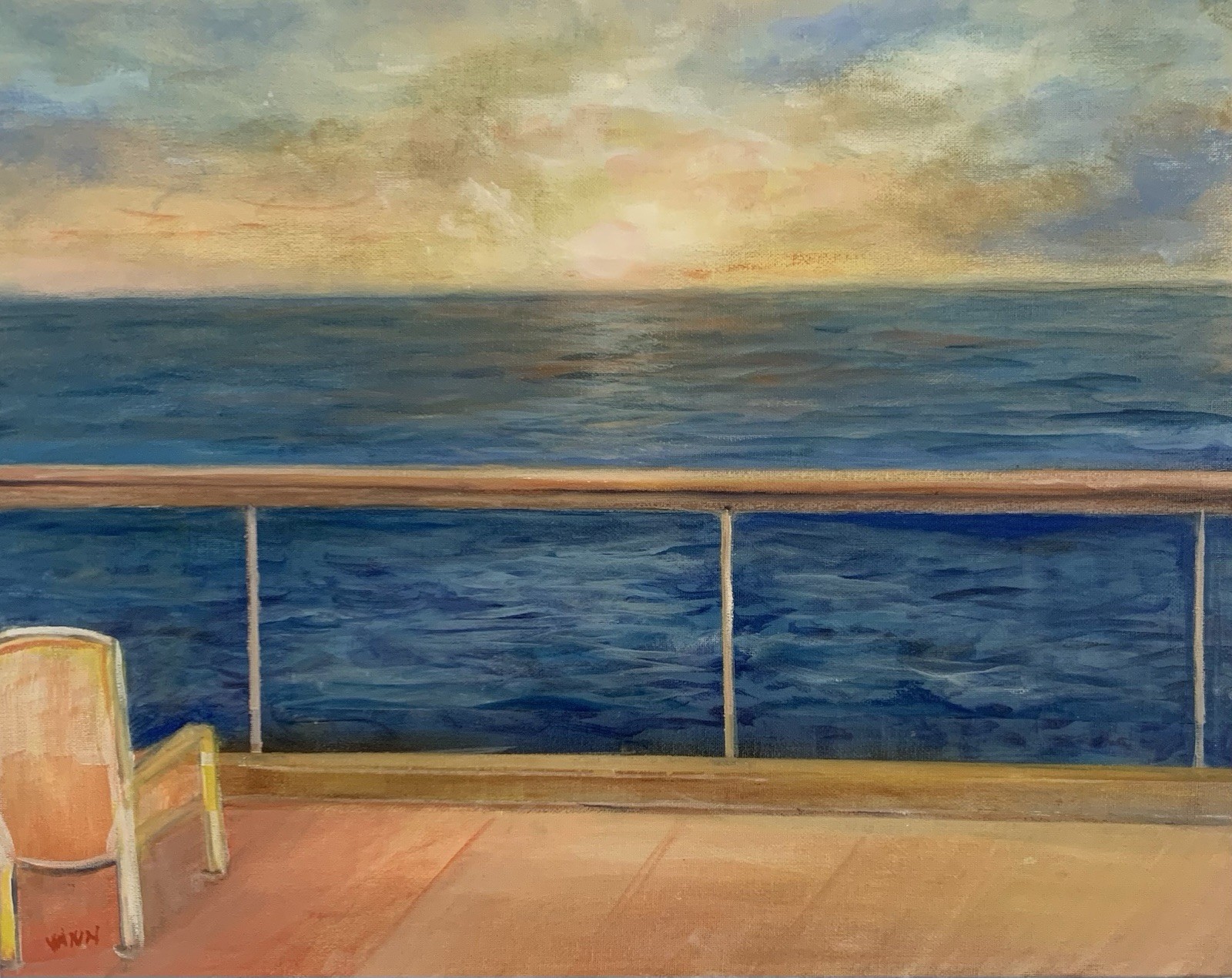 JUST PAINTED! Large Oil Painting On Canvas by Gina Vann “OCEAN VIEW” 16”x20”