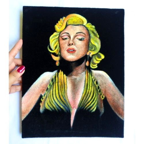 Marilyn Monroe Black Velvet UV Paint & Acrylic Original Paint 8.5×11 Art NEW