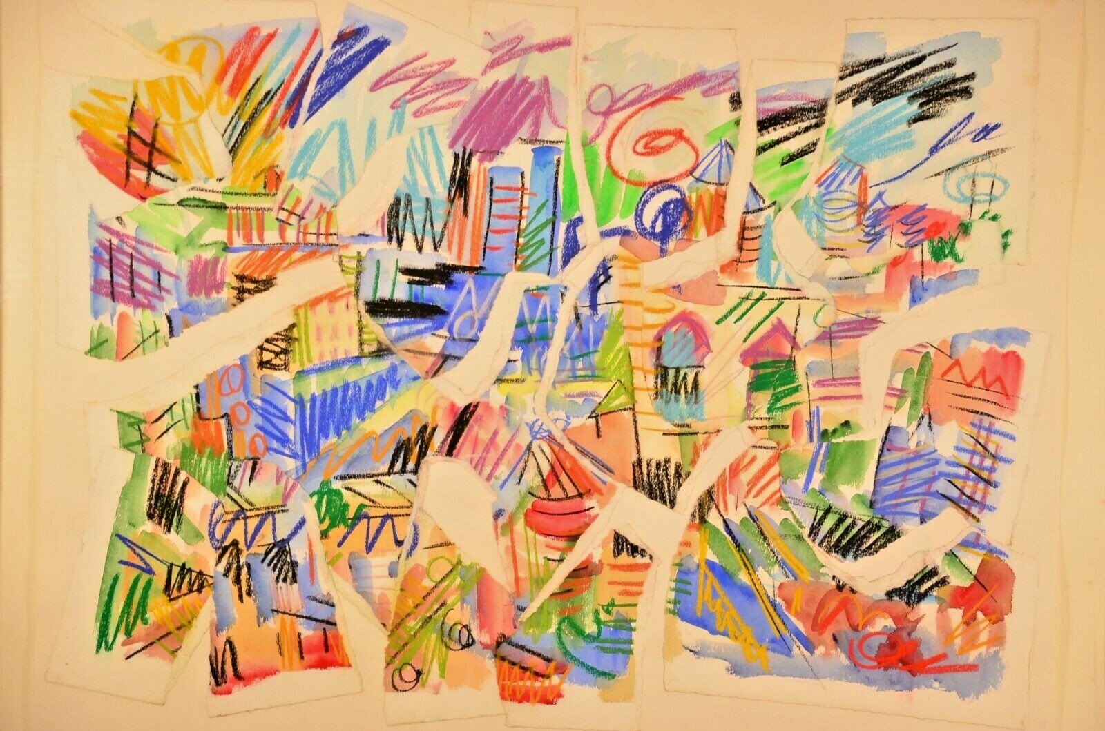 DIANE TANCHAK Original Vintage Signed Abstract Mixed Media Collage Oil Painting
