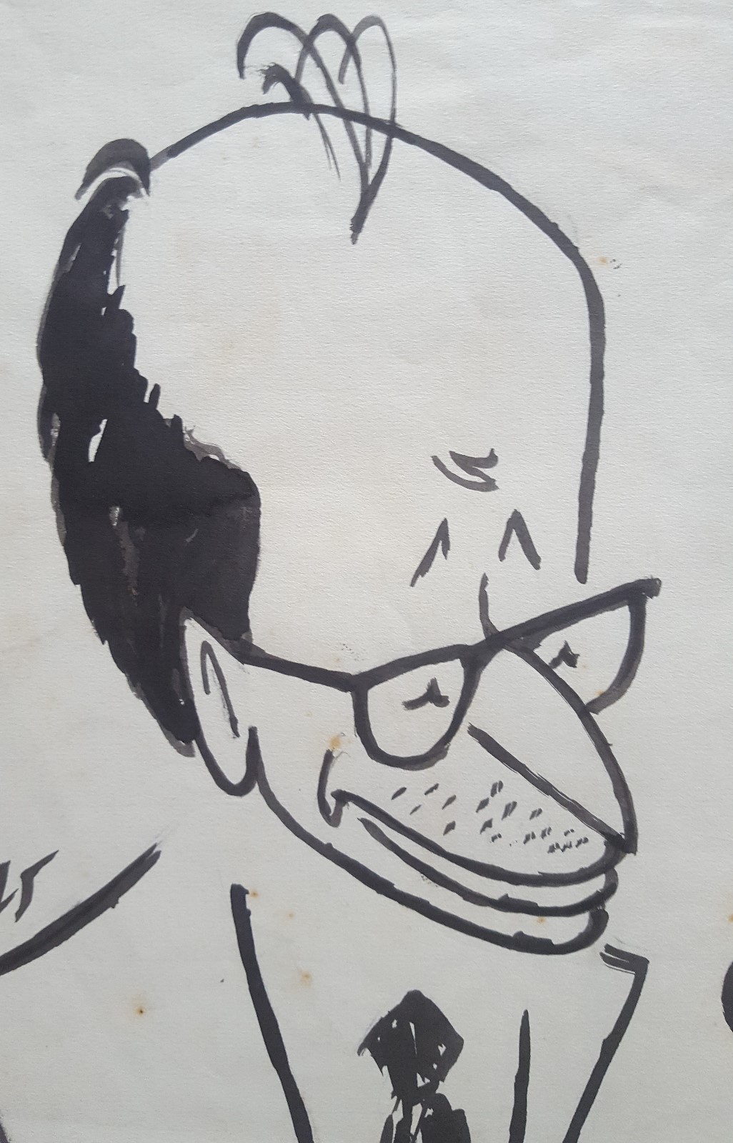 Caricature by Juan David. Raul Roa, 1975. Ink on paper.