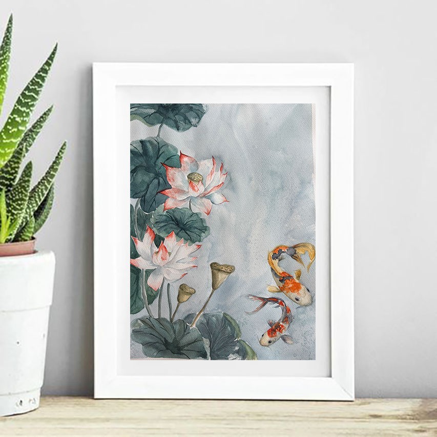 Koi Fish Original Watercolor Paintin Handmade ORIENTAL ART CHINESE 11*15 Ukraine