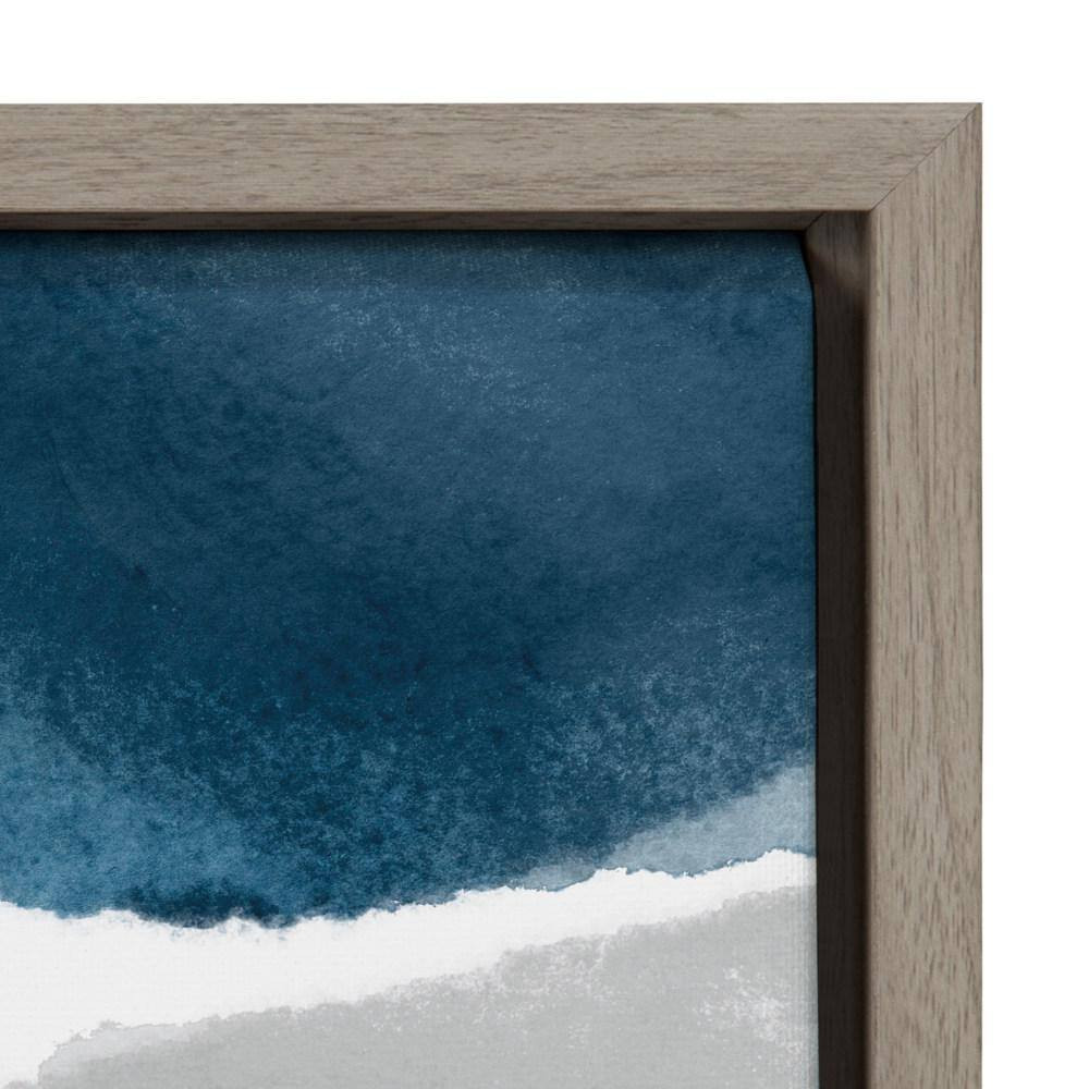 Sylvie «Abstract Blue and Gray Watercolor» 24 In. X 18 In. Framed Canvas Abstrac