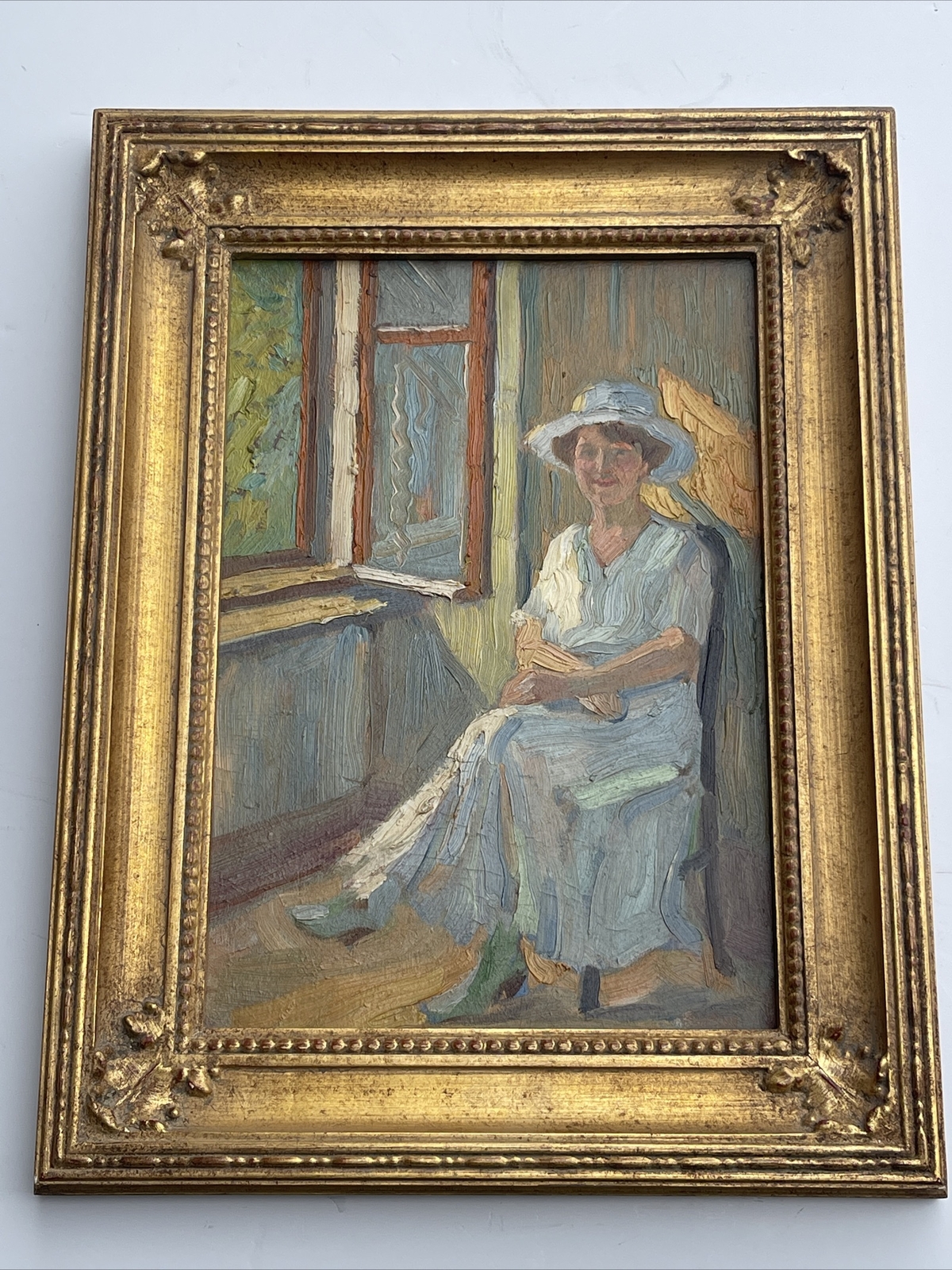VINTAGE PAINTING PORTRAIT IMPRESSIONISM PRETTY WOMAN FEMALE MODEL MYSTERY OIL