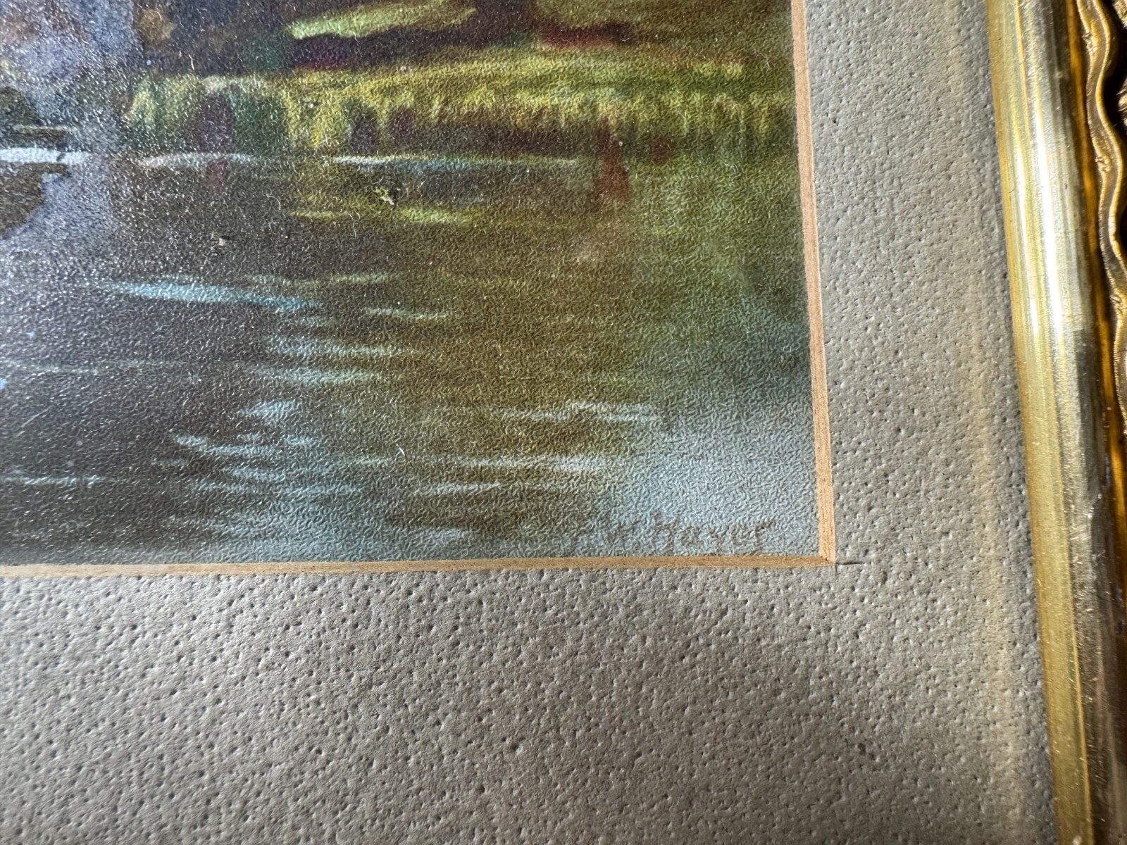 Frederick William Hayes (1848 – 1918) «Cattle By River» Mixed Media Painting