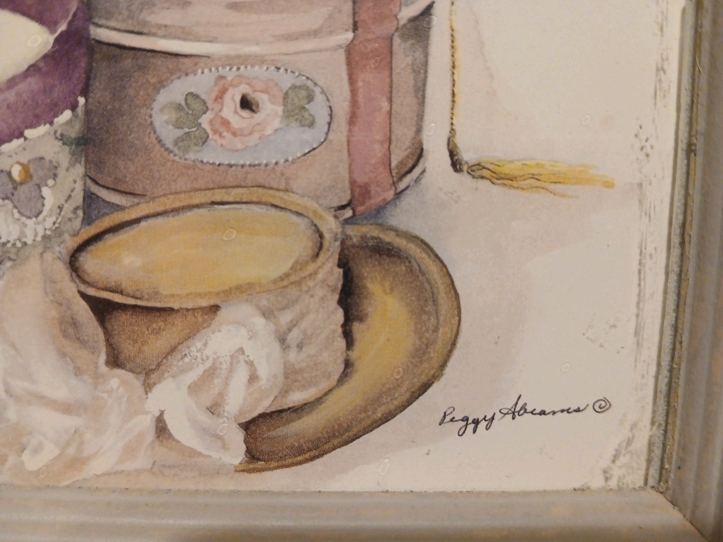 Peggy Abrams «Hat & Hatbox» Signed Watercolor Picture Medium 6.25″x8.5″ Preowned