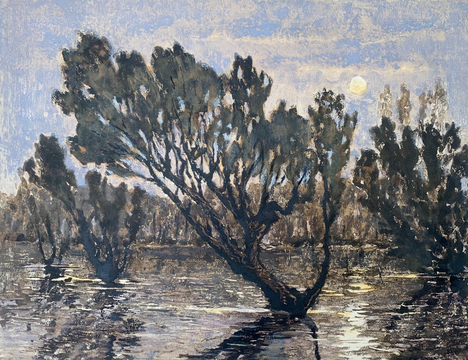 Oil Painting Nasty Day Trees Cherkas A Original Unframe Wall Hanging n1307