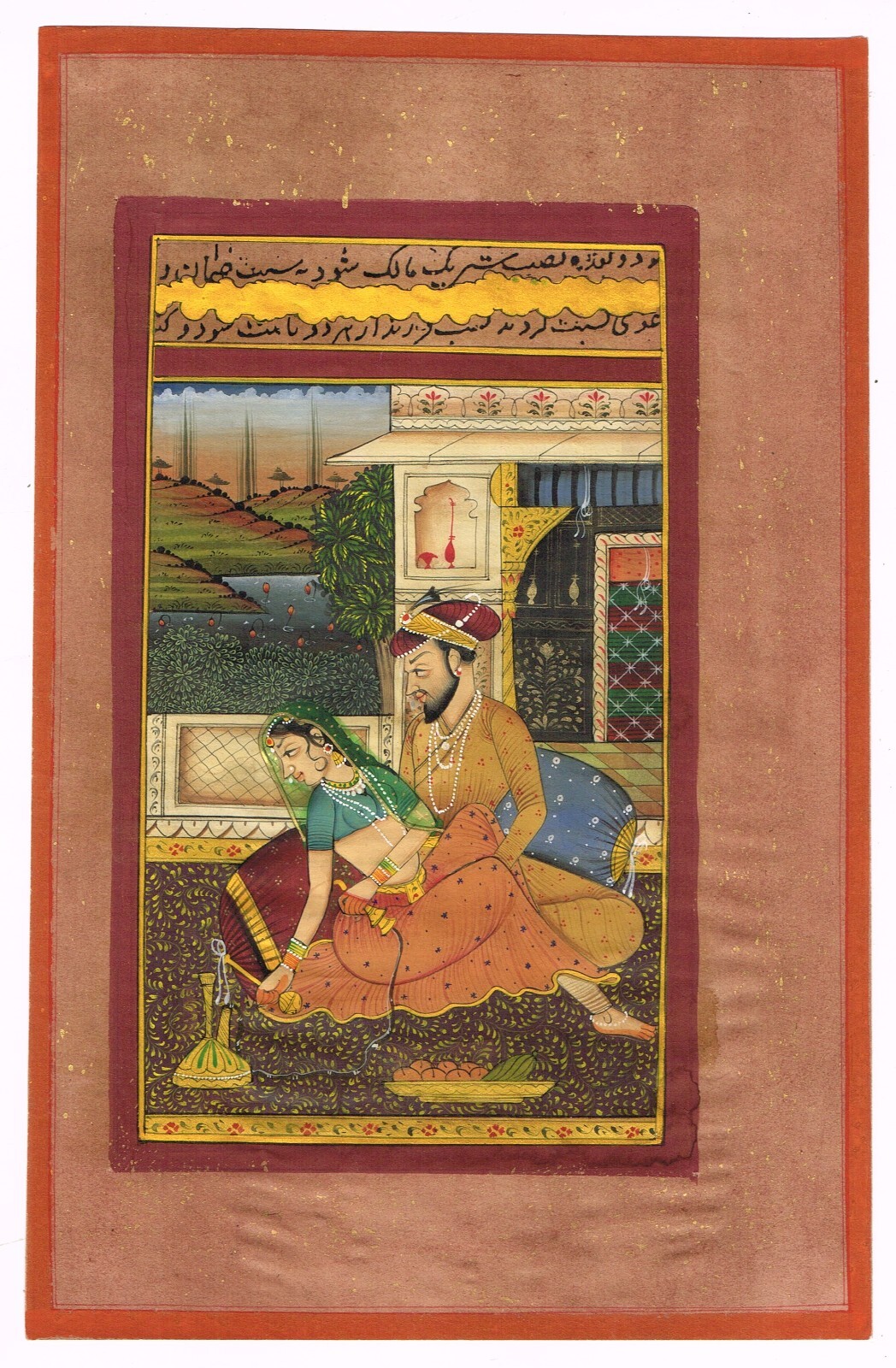 Indian Love Scene Painting Hand Miniature Couple Love Scene On Paper 6×9.5 Inch