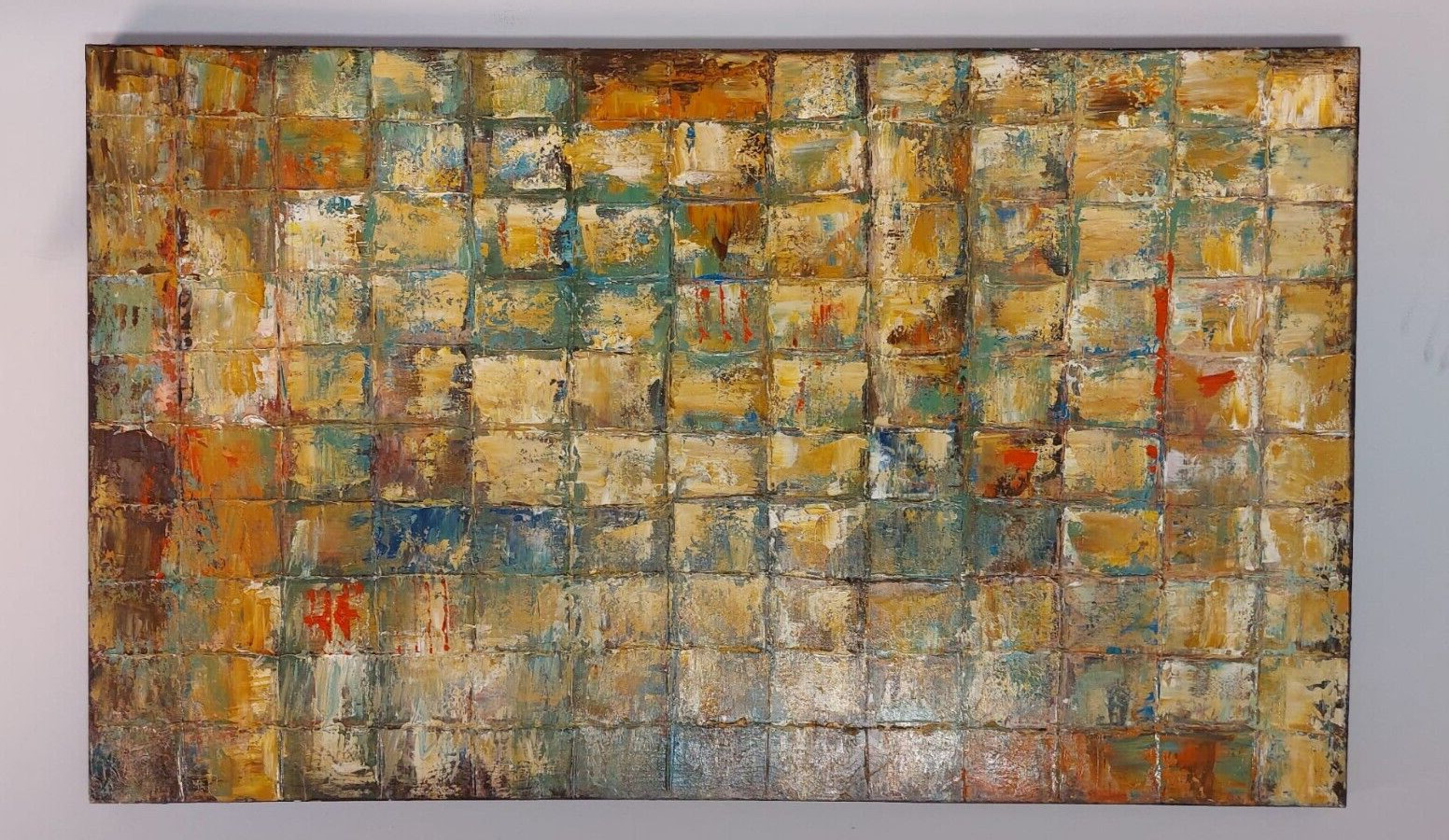 Multicolor Handmade Wall Art Abstract Oil Painting on Canvas Large Piece 36x60in