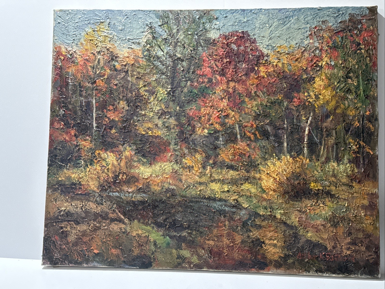 ARTHUR SAFFORD PAINTING AMERICAN LANDSCAPE IMPRESSIONIST CHUNKY OIL 24″ LISTED