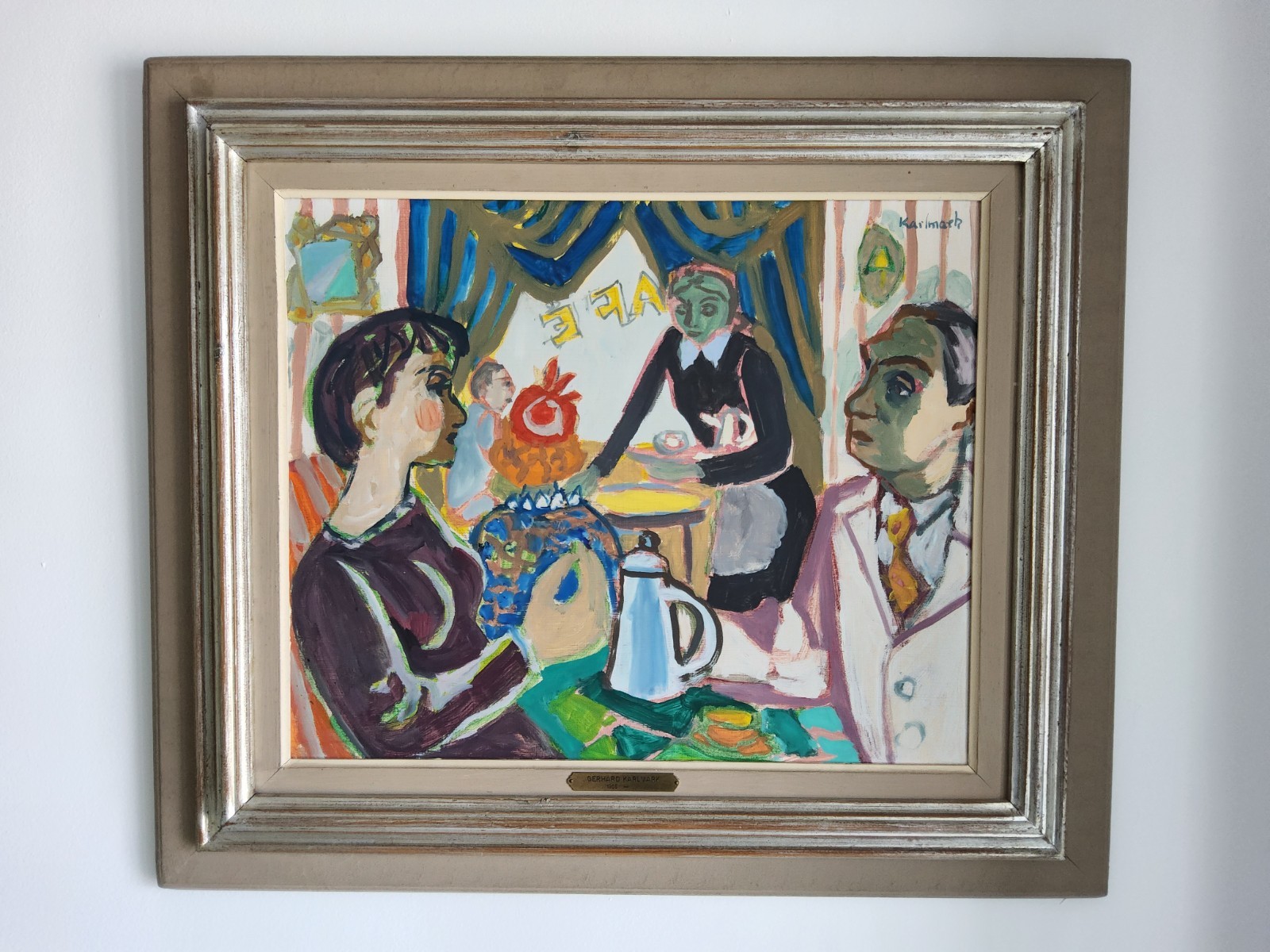 Mid Century Interior Oil Painting by the listed Swedish artist Gerhard Karlmark