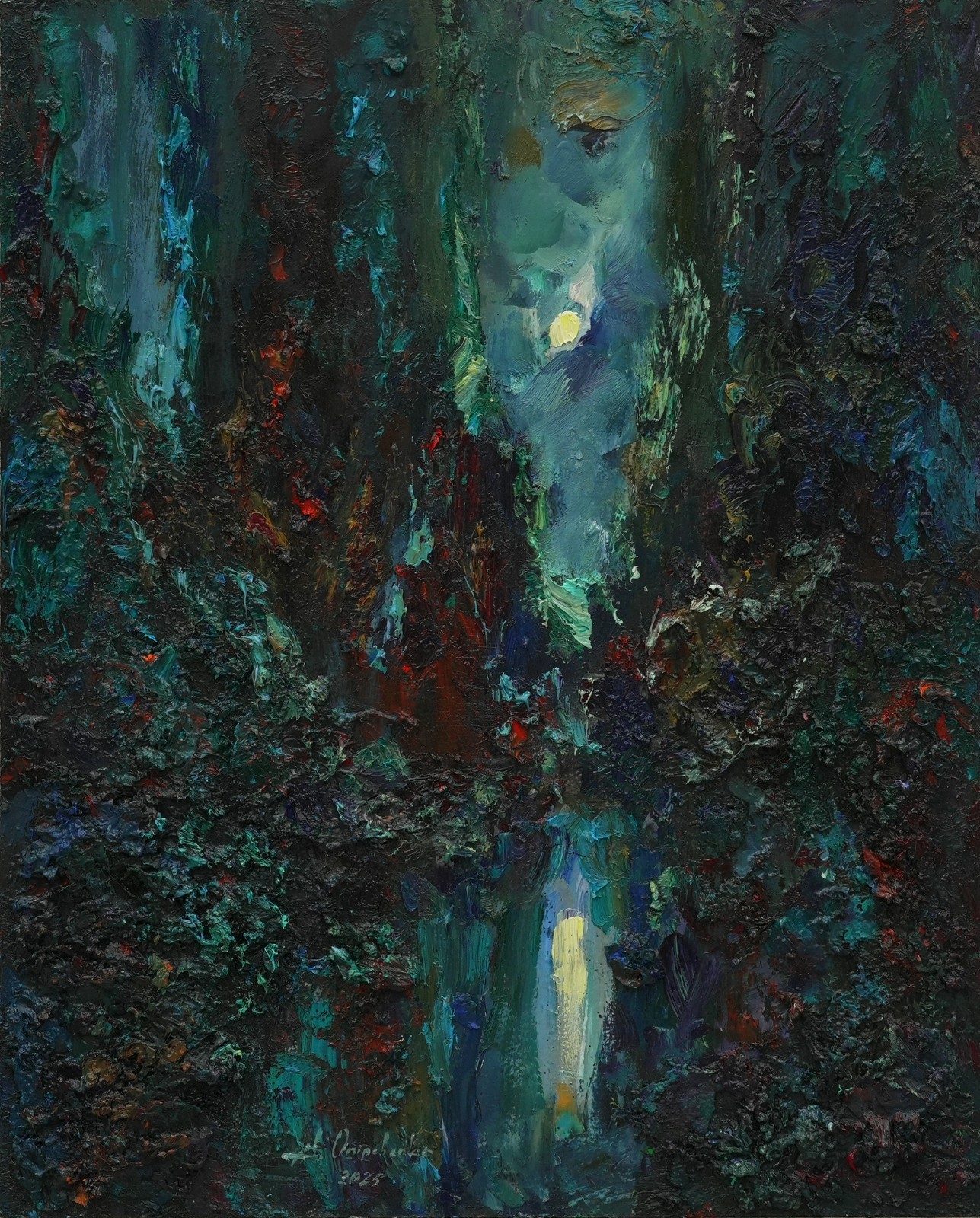 Moody landscape Original painting IMPRESSIONISM Oil on panel by A. Onipchenko