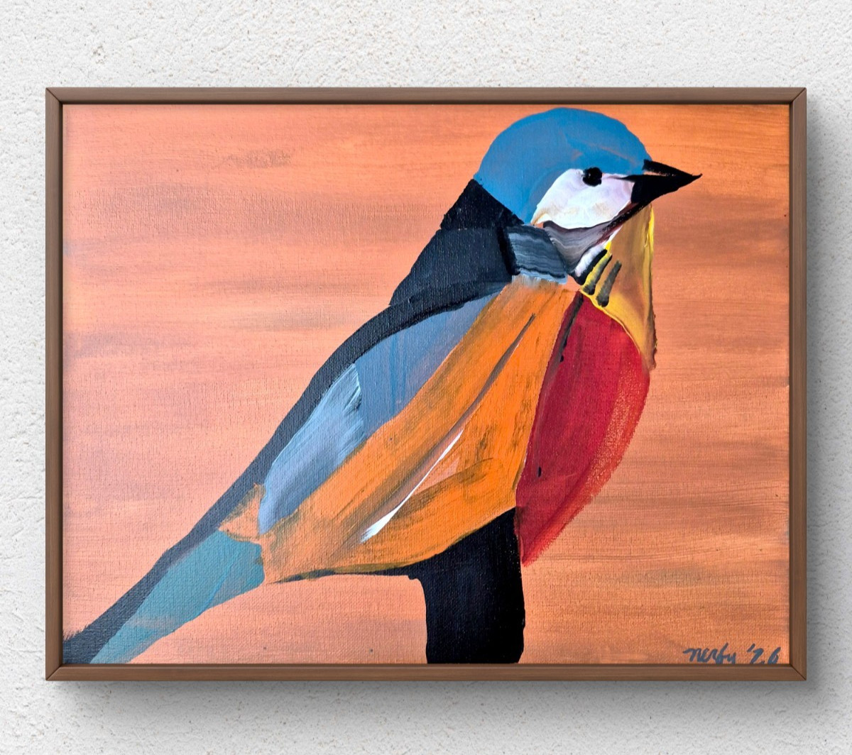 Abstract Simple Colorful Bird Wall Art Home Bedroom Decor Acrylic Canvas 11 x 14
