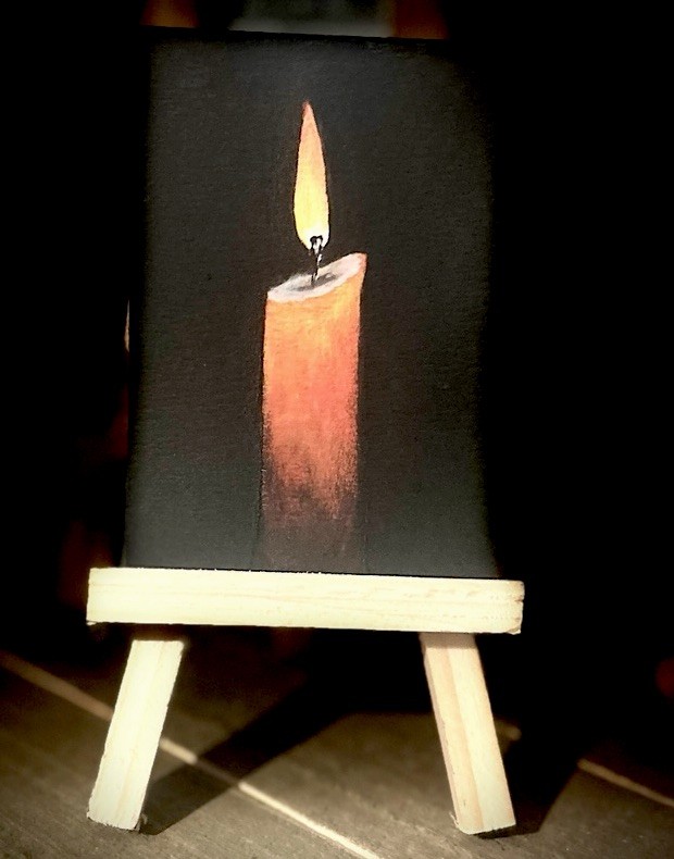 ACEO Original Mini Candle Painting By TTT Art Acrylic June Series