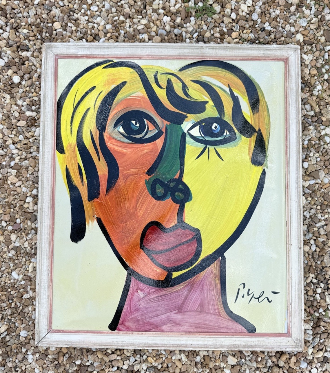 Peter Robert Keil Painting Abstract 24+20 On Canvas Vintage Frame