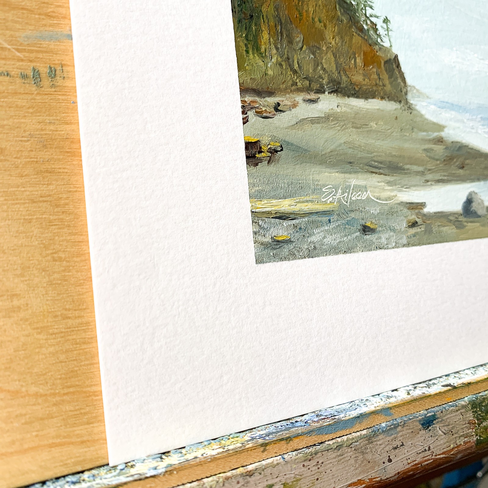 8×8 PNW Original Oil Painting Seascape Olympic Peninsula Coastal Calm Art Signed