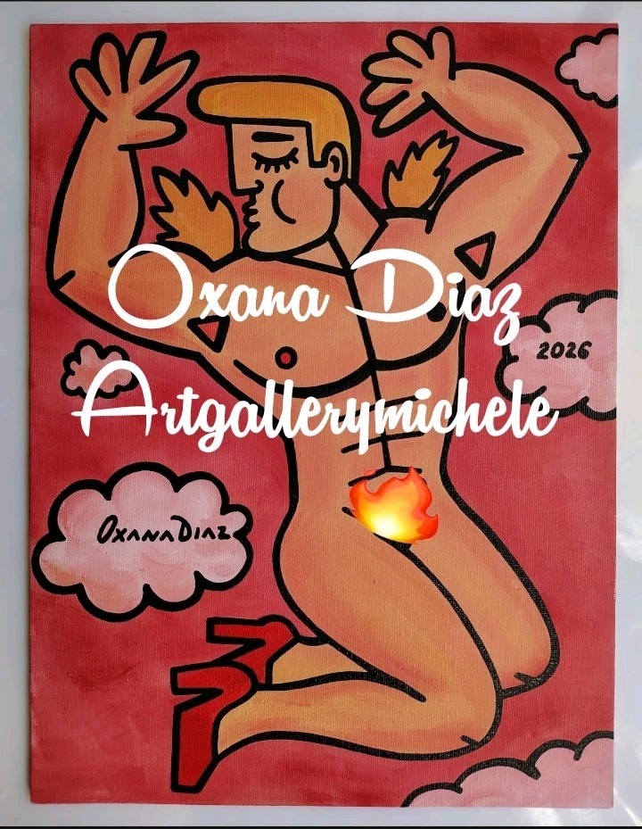 ORIGINAL OIL PAINTING Gay Interest Nude Muscular Male LGBT Oxana Diaz 9″ x 12″