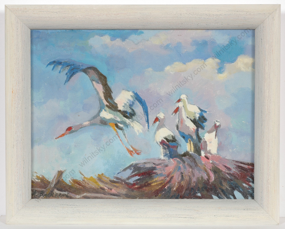«Storks» by Anatoli Vaskevich (b.1936), Oil, late 1960s