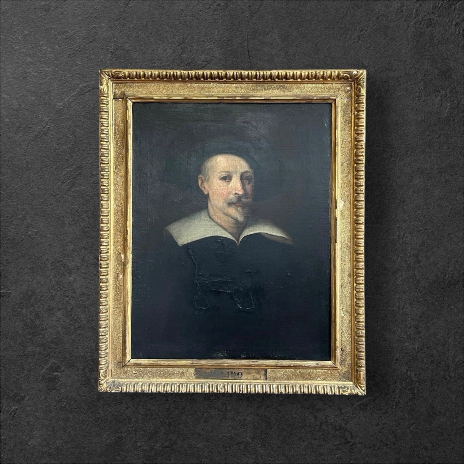 17th Century Guido Reni Self Portrait Oil Canvas Old Master Relined Signed Verso