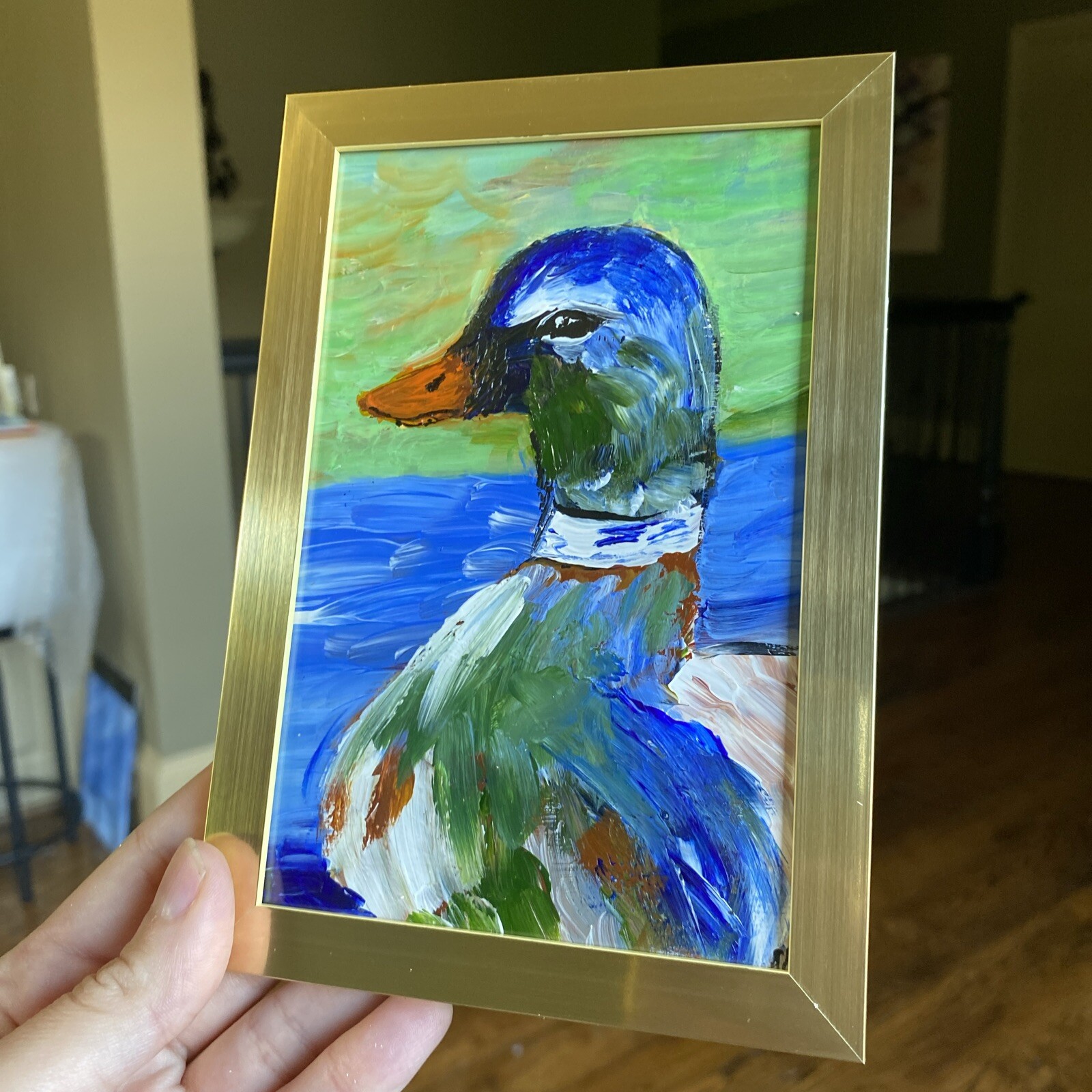 Duck,pond,bird,4/6,painting On Paper,framed