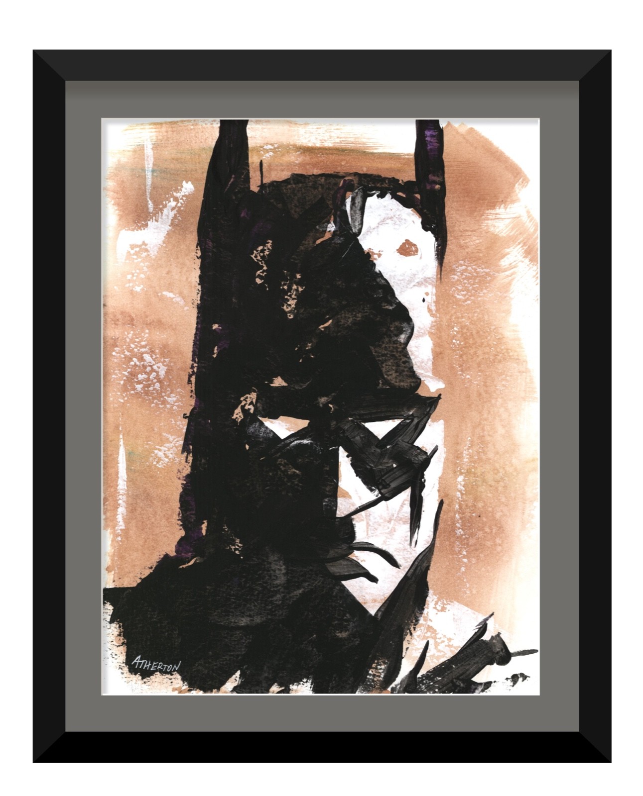Atherton 9×12 Original Pop Art Character Angular Painting «Batman» hand signed