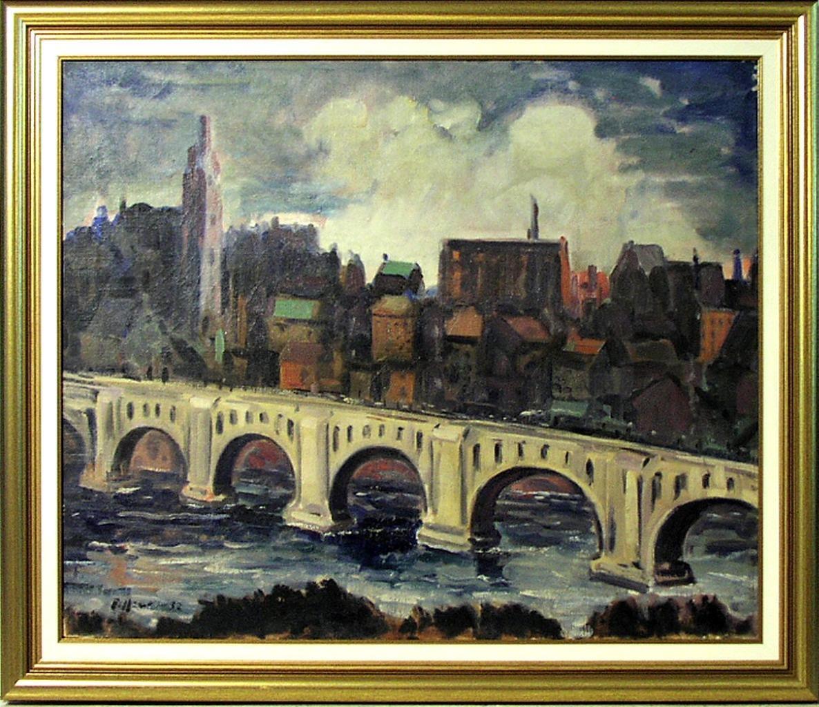 John Clifford Pellew NA AWS Original Oil The Minneapolis Stone Arch Bridge