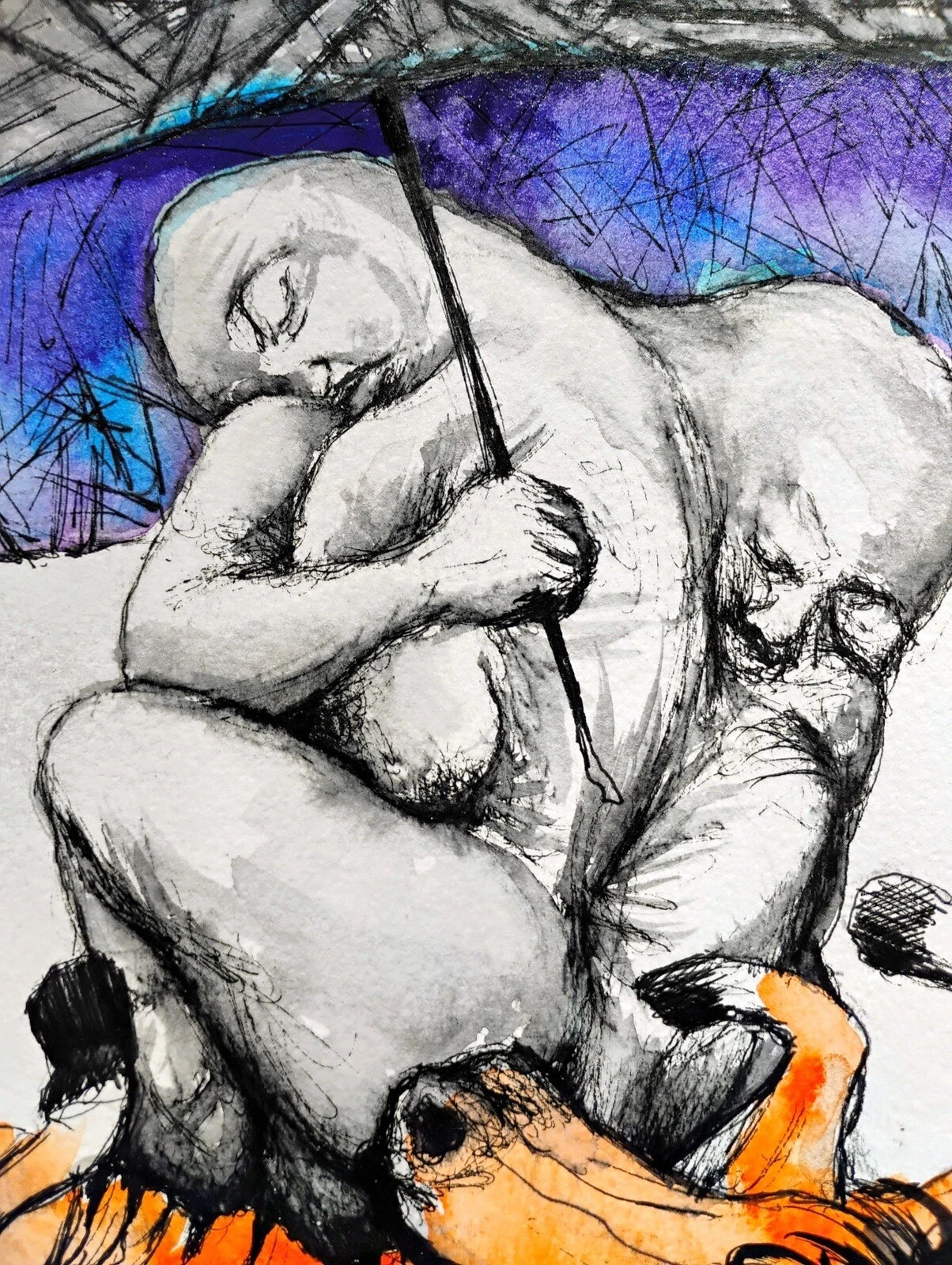 ALAIN DONATE HERNANDEZ ORIGINAL MIXED MEDIA ACRYLIC,INK ON CARDBOARD 9″X 12″